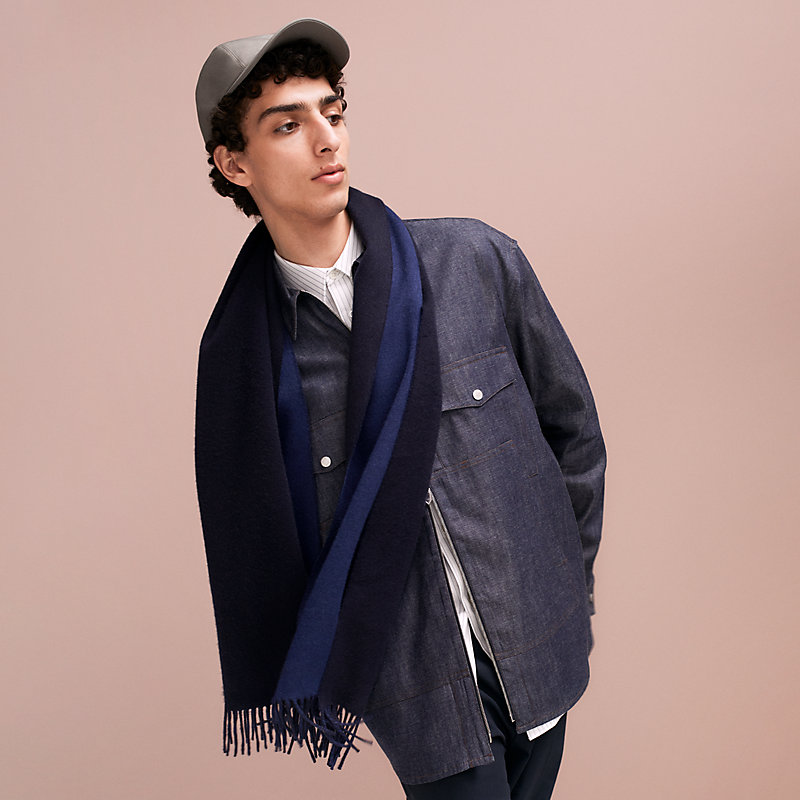 エルメス HERMES H393800T MUFFLER 新品)HERMES エルメス カシミヤマフラー 《レクトヴェルソ》ブラック